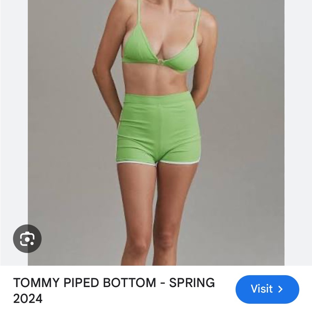 acacia swimwear Olive Green Ribbed Bikini Top & High-Waist Shorts Set - Picture 9 of 11